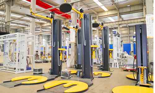 M-Type Pre-Stretch Pallet Wrapping Machine – 30% Film Savings + 90-Second Wrapping Cycle, Faster and Safer Forklift Operations